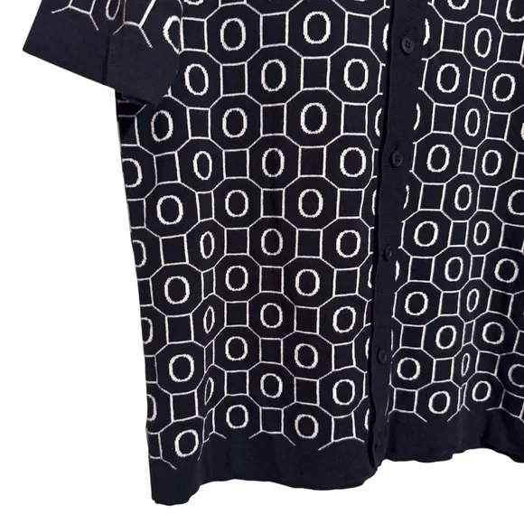 Far Afield Size 2 Medium Zinger Polo Cardigan Sweater Geometric Knit Streetwear - Picture 3 of 8